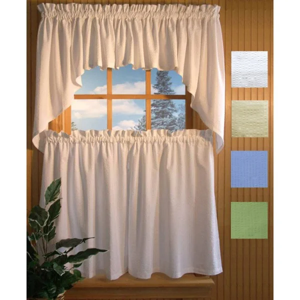 Skinny Seersucker 24-inch 5-piece Curtain Set