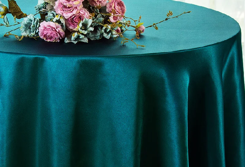 132" Round Heavy Duty Satin Tablecloth - Peacock (1pc)