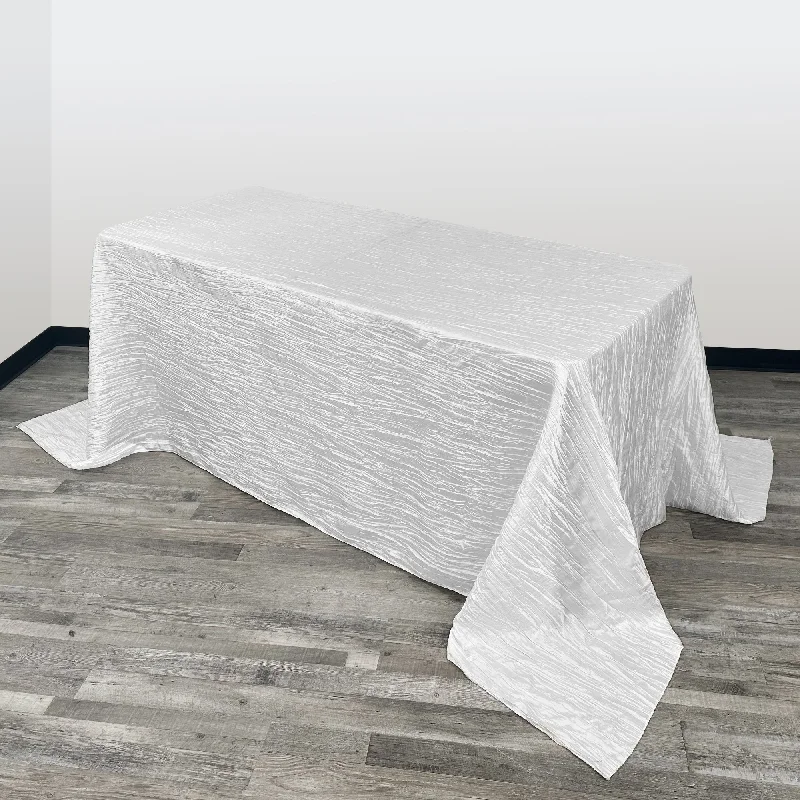 90 x 132 inch Crinkle Taffeta Rectangular Tablecloth White