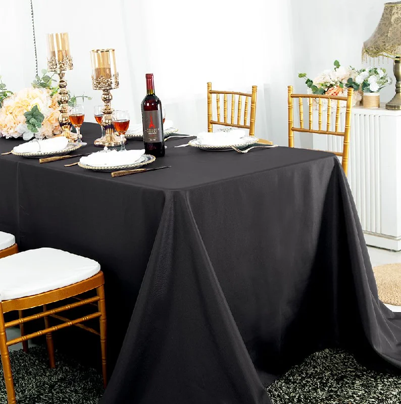 72"x120" Seamless Rectangular Polyester (220 GSM) Tablecloth - Black (1pc)