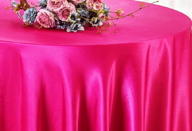 120" Seamless Round Satin Tablecloth - Fuchsia (1pc)