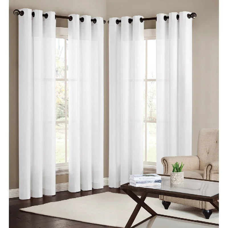 Nonna Faux Silk Window Curtain Panel 84" - 4 Panel Set