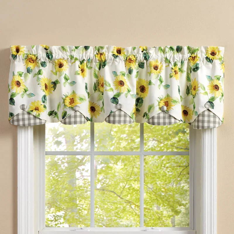 Follow The Sun Lined Scalloped Valance - 15" L Black Park Designs