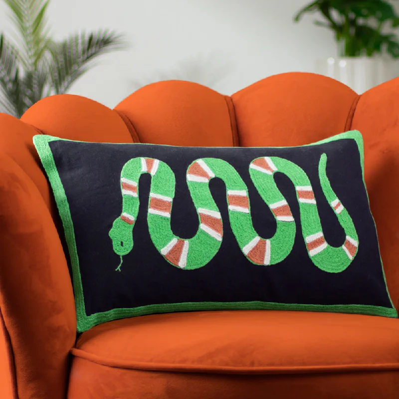 Coral Snake Cushion Lime