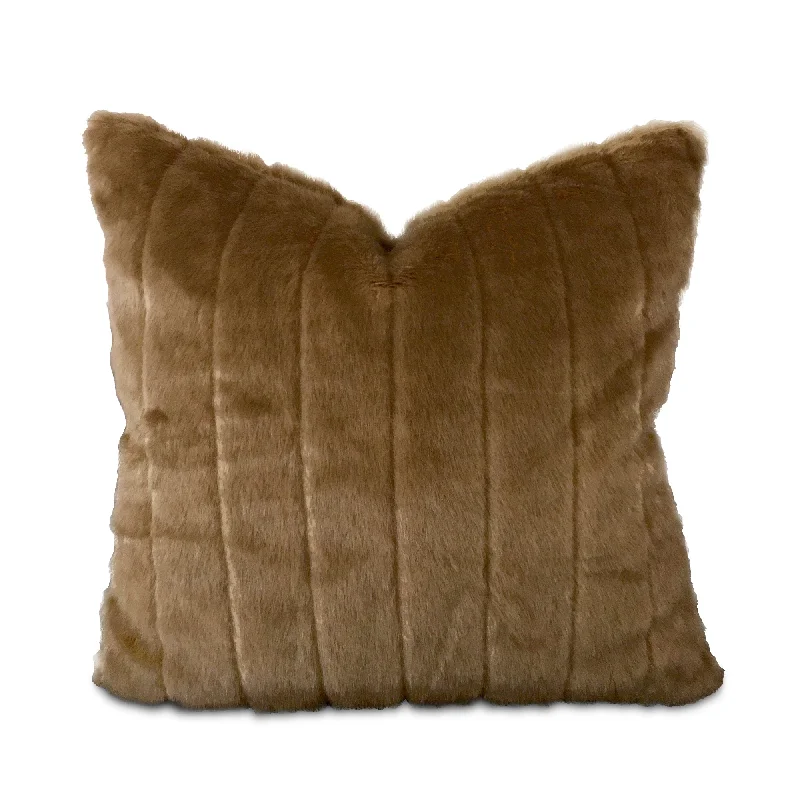 Faux Mink in Caramel Luxury Pillow Cover 22x22