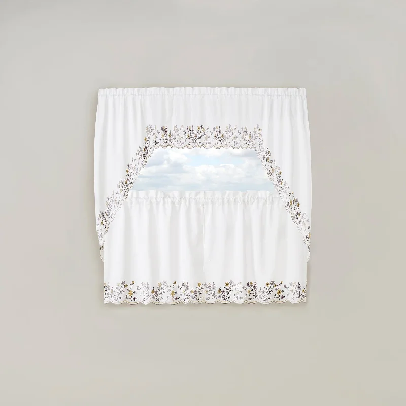 Natural Bloom Embroidered Curtains