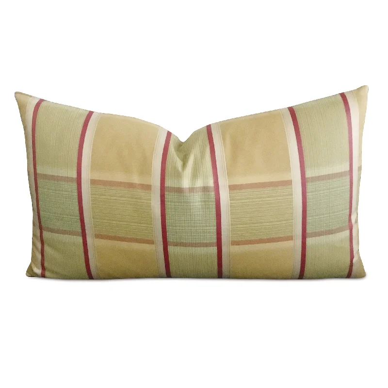 Green and Yellow Plaid Lumbar Pillow Cover 15x26