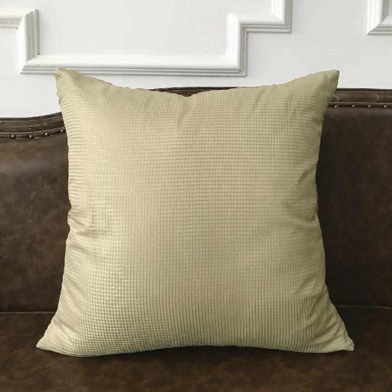 Metallic Taupe Textured Check Throw Pillow Cover 22x22