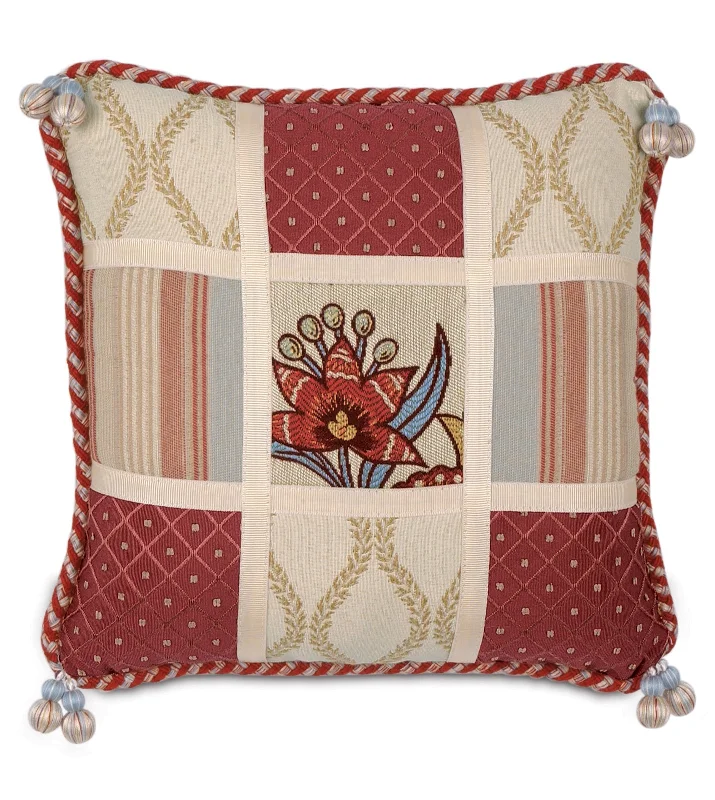 Corinne Patchwork Cottage Throw Pillow Cover 12x12