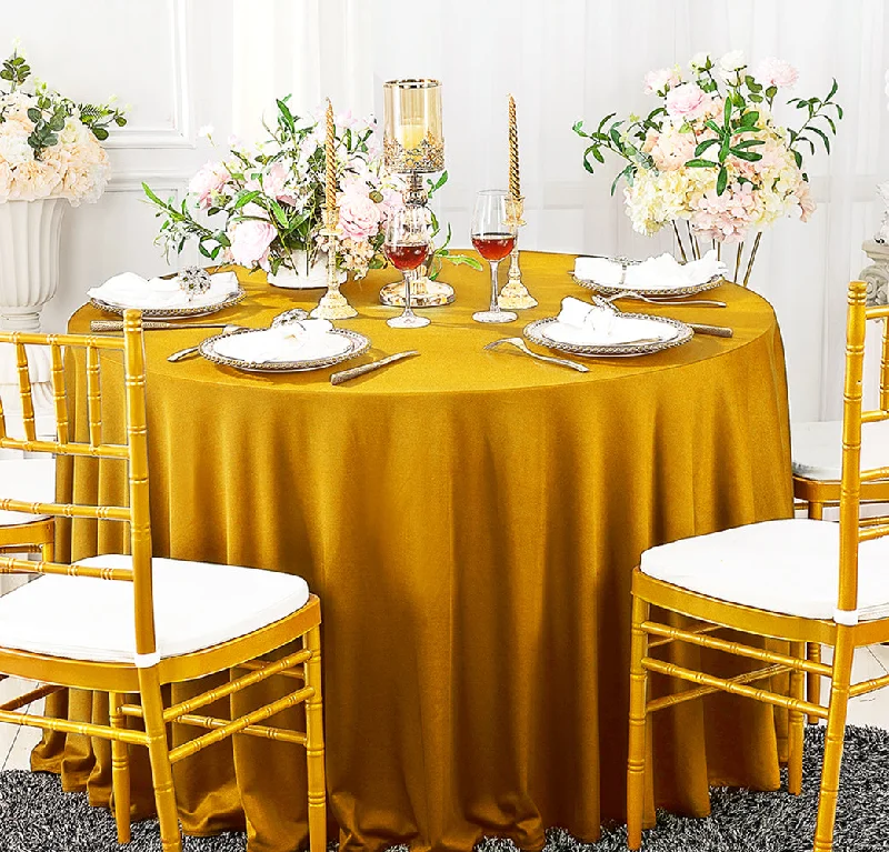 120" Seamless Round Scuba (Wrinkle-Free) (240 GSM) Tablecloth - Gold (1pc)