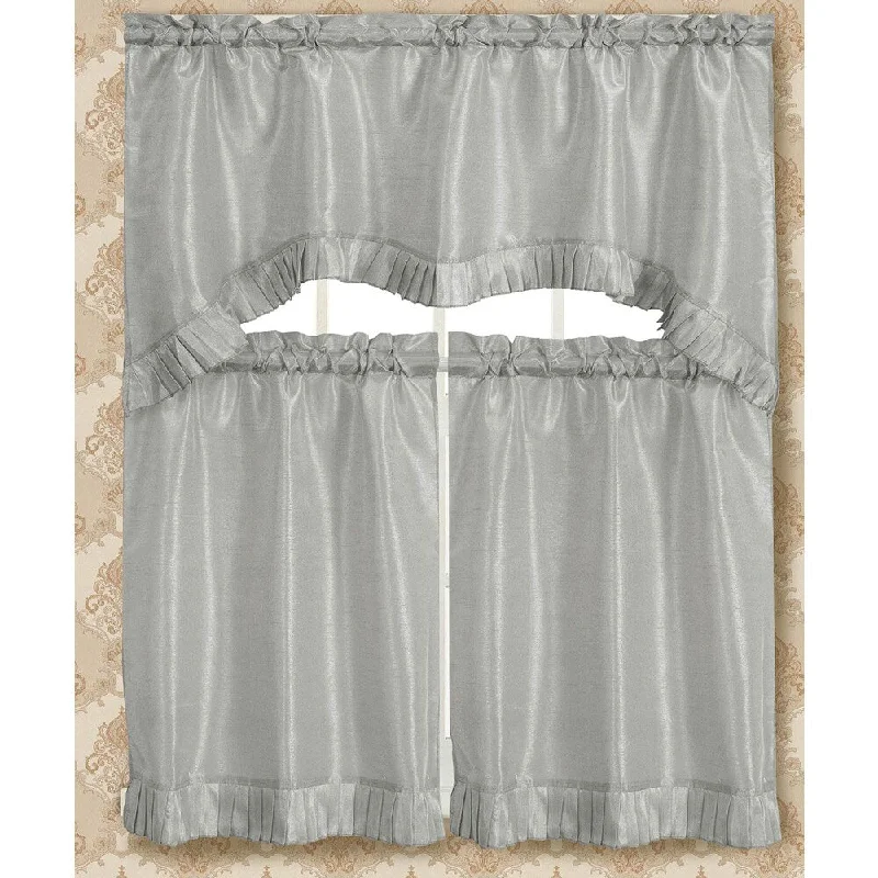 RT Designers Collection Bermuda Ruffle Kitchen Curtain Tier Set