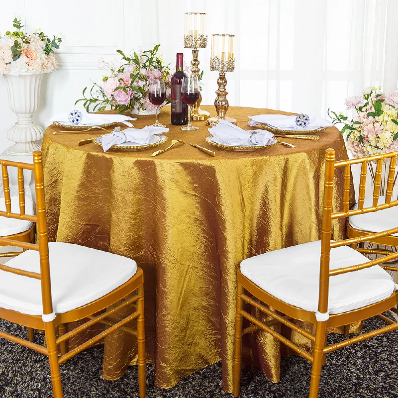 108" Seamless Round Crushed Taffeta Tablecloth - Gold (1pc)