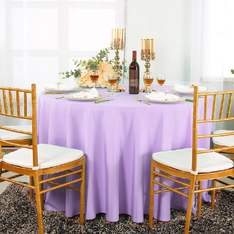 120" Seamless Round Polyester (220 GSM) Tablecloth - Lavender (1pc)