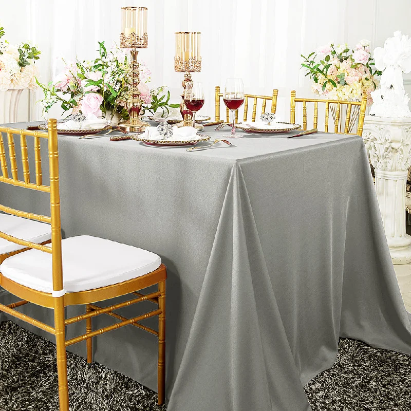 90"x132" Seamless Rectangular Scuba (Wrinkle-Free) (240 GSM) Tablecloth - Silver (1pc)