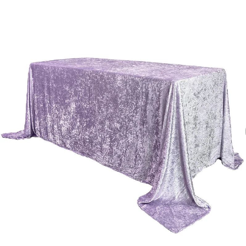 90 x 132 Inch Rectangular Crushed Velvet Tablecloth Lavender