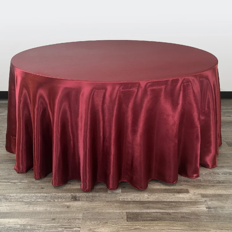 132 inch Satin Round Tablecloth Burgundy