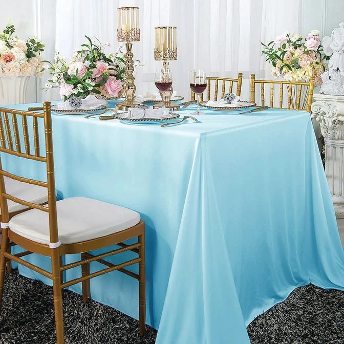 90"x156" Seamless Rectangular Scuba (Wrinkle-Free) (240 GSM) Tablecloth - Baby Blue (1pc)