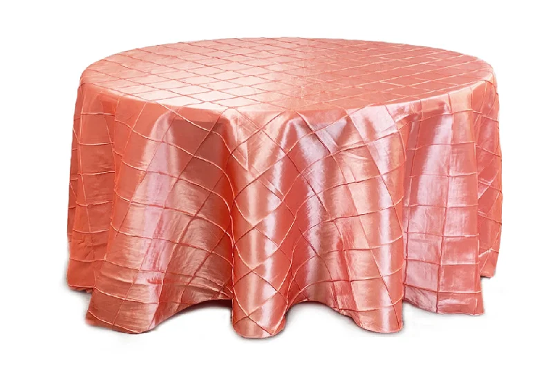 120 inch Pintuck Taffeta Round Tablecloth Coral