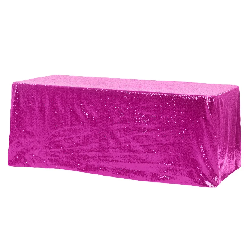 Glitz Sequin 90"x156" Rectangular Tablecloth - Fuchsia