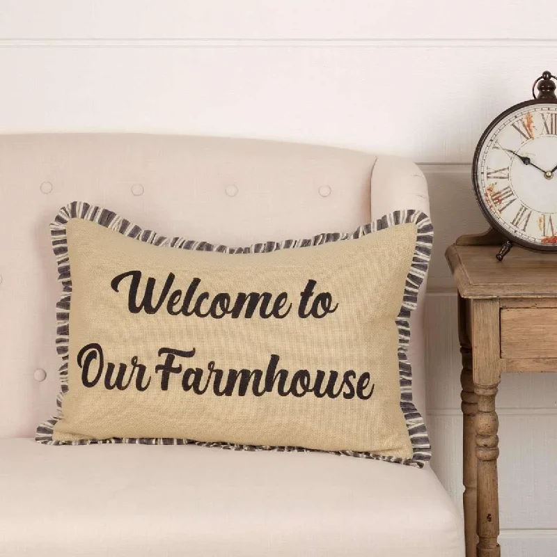 Ashmont Burlap Vintage Welcome to Our Farmhouse Pillow 14x22 VHC Brands