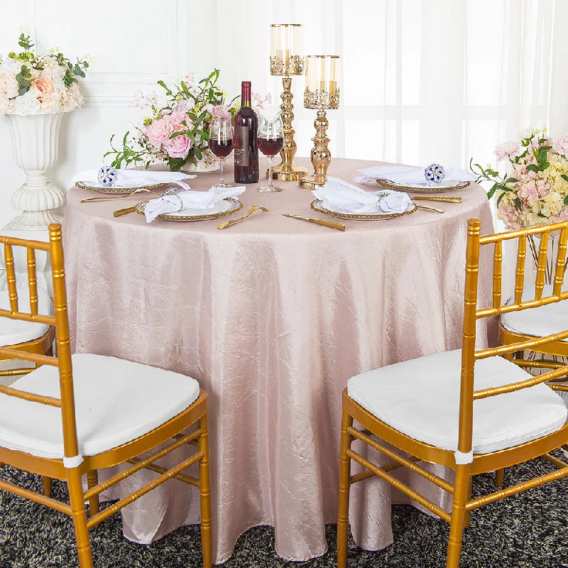 132" Round Crushed Taffeta Tablecloth - Blush Pink/Rose Gold (1pc)