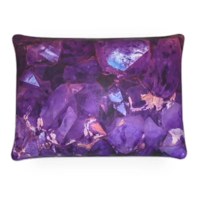 Crystal Therapy Luxurious Rectangle Sofa Velvet Cushion - Amethyst