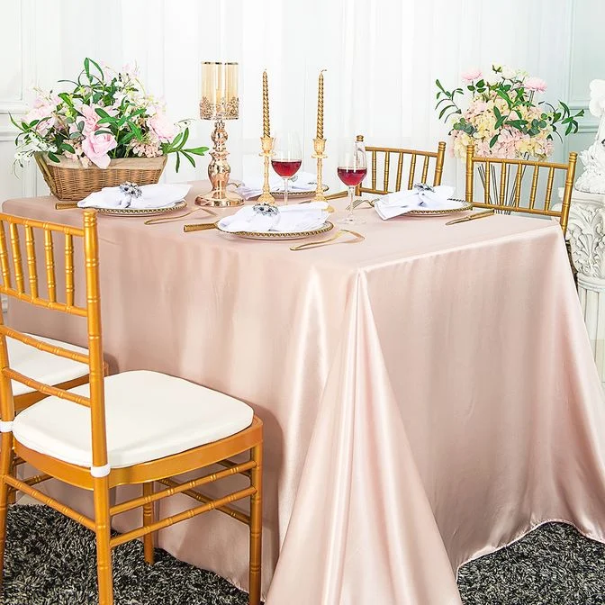 90"x132" Seamless Rectangular Satin Tablecloth - Blush Pink/Rose Gold (1pc)