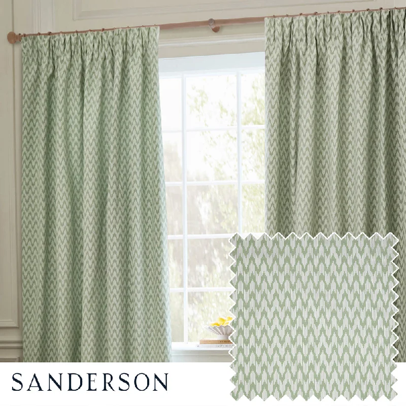 Hutton Jacquard Pencil Pleat Curtains Sage