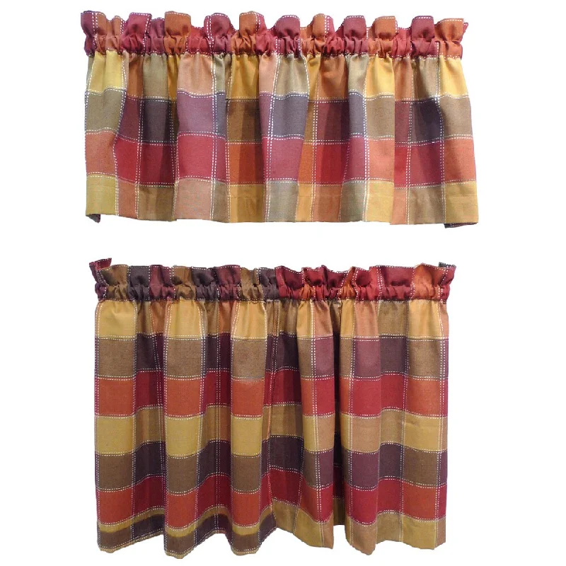 Harris Spice Plaid Rod Pocket 3-piece Tier and Valance Set - 58"w x 36"l