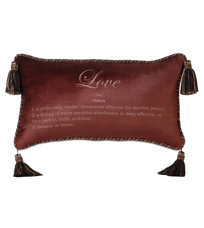 Poised Velvet 'Love' Lumbar Pillow Cover 15x26