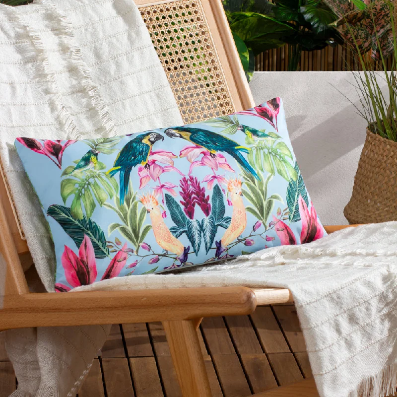 Kali Birds Outdoor Cushion Sky Blue