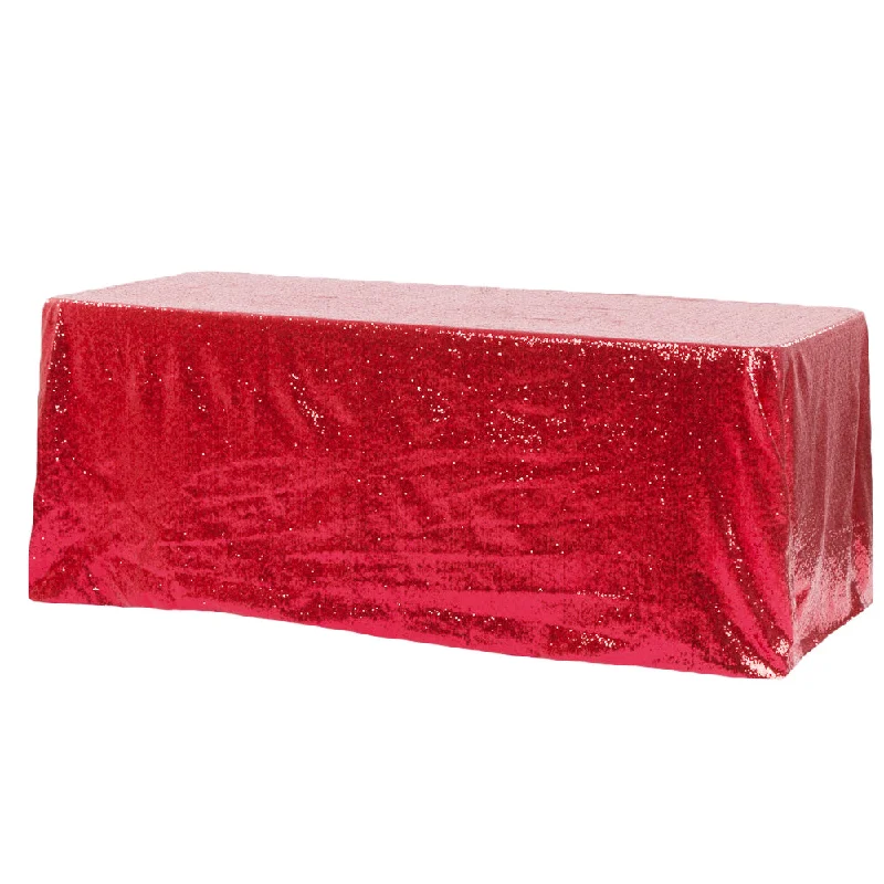 Glitz Sequin 90"x156" Rectangular Tablecloth - Red