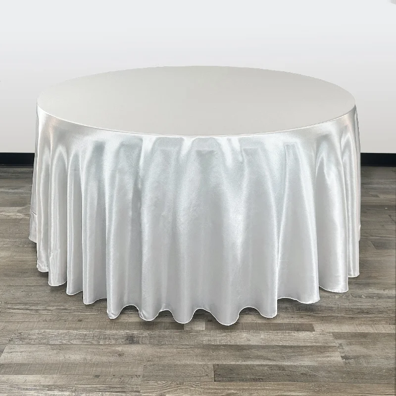 120 inch Satin Round Tablecloth White