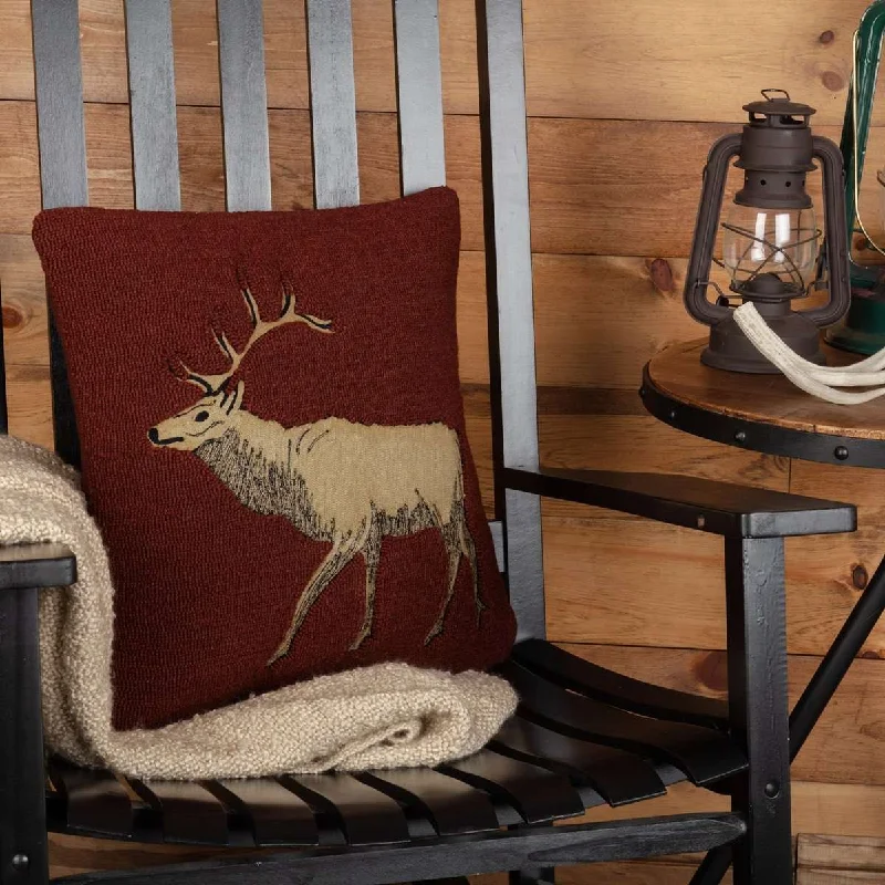 Beckham Elk Hooked Pillow 18"x18"