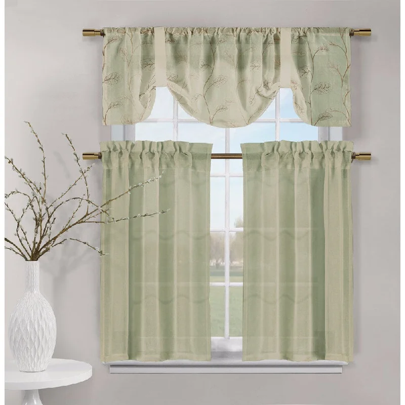 Duck River Videira Leaf Embossed Kitchen Curtain Tier