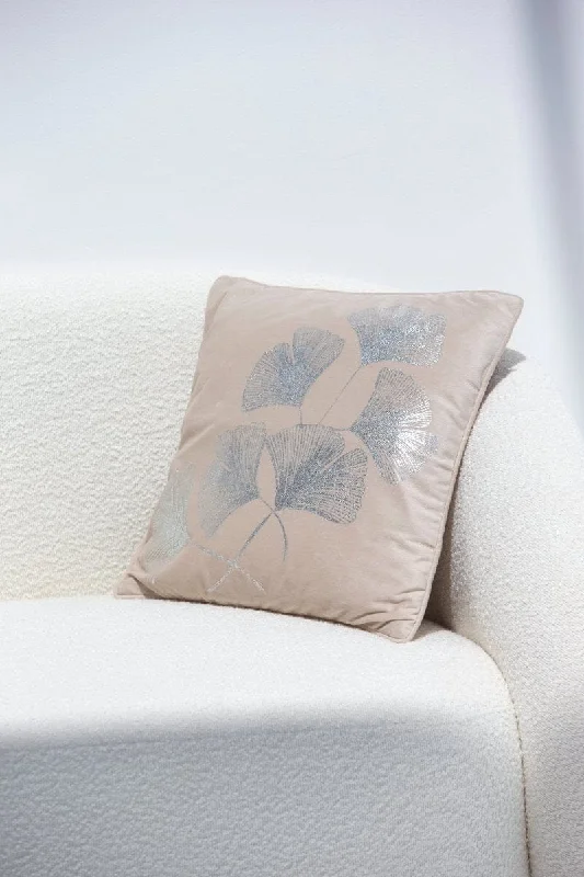 Golden Flowers Polyester Cushion Cover (45x45 CM)