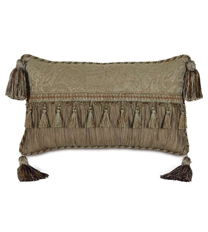 Palais Tassel Trim Lumbar Pillow Cover 13x22