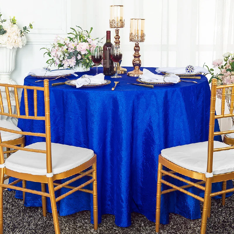 132" Round Crushed Taffeta Tablecloth - Royal Blue (1pc)