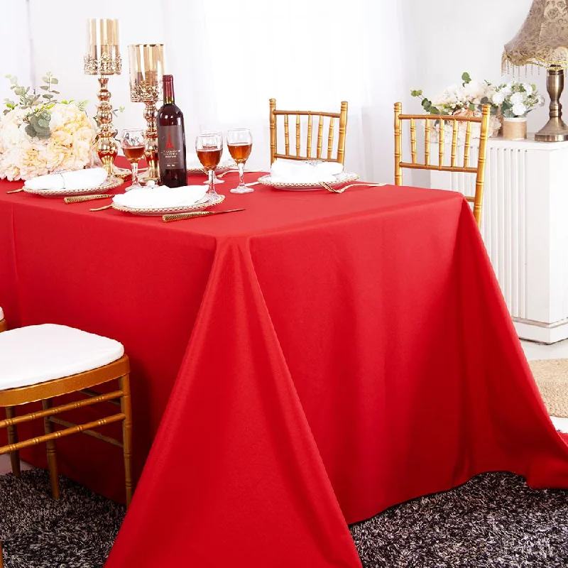 90"x132" Seamless Rectangular Polyester (220 GSM) Tablecloth - Red (1pc)