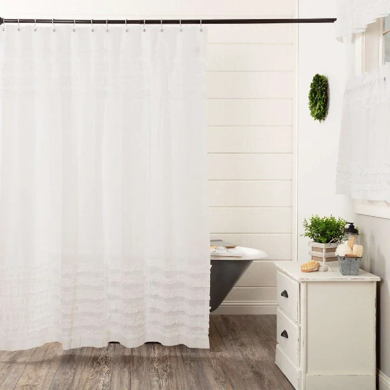 White Ruffled Sheer Petticoat Shower Curtain 72"x72" - VHC Brands