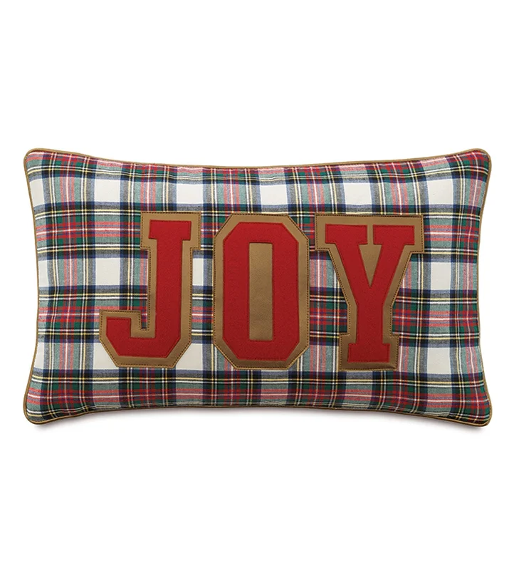 Old School Joy Christmas Plaid Lumbar Pillow Cover 13x22