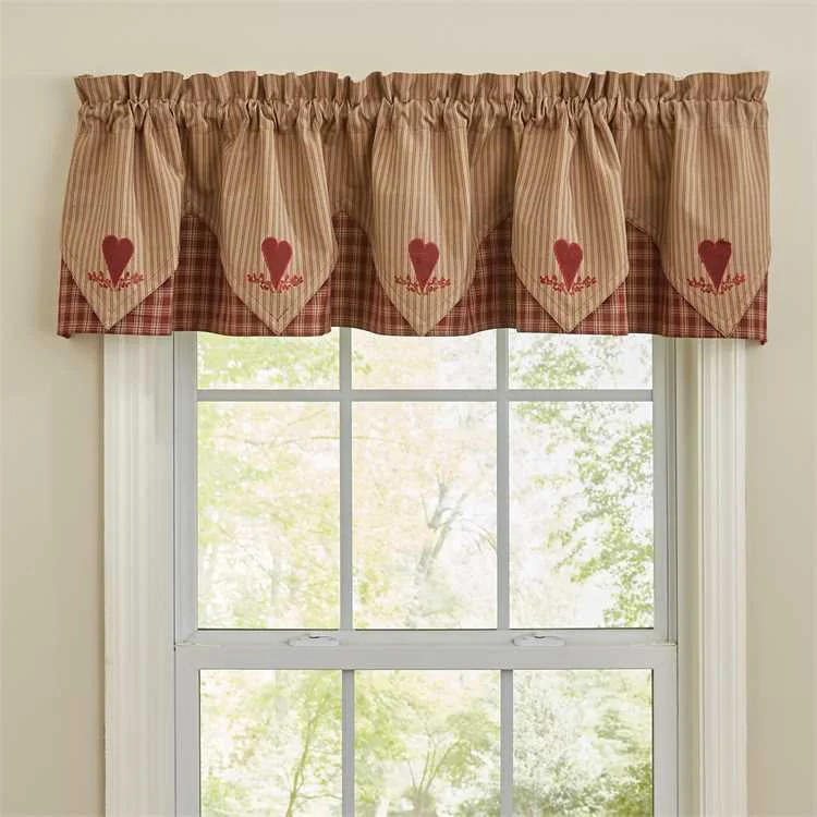 Wine- Heart Valance 72 x 15 inch