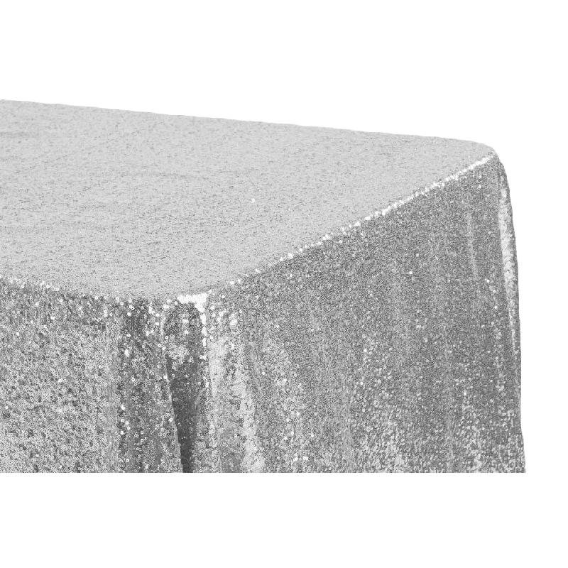 Glitz Sequin 90"x156" Rectangular Tablecloth - Silver