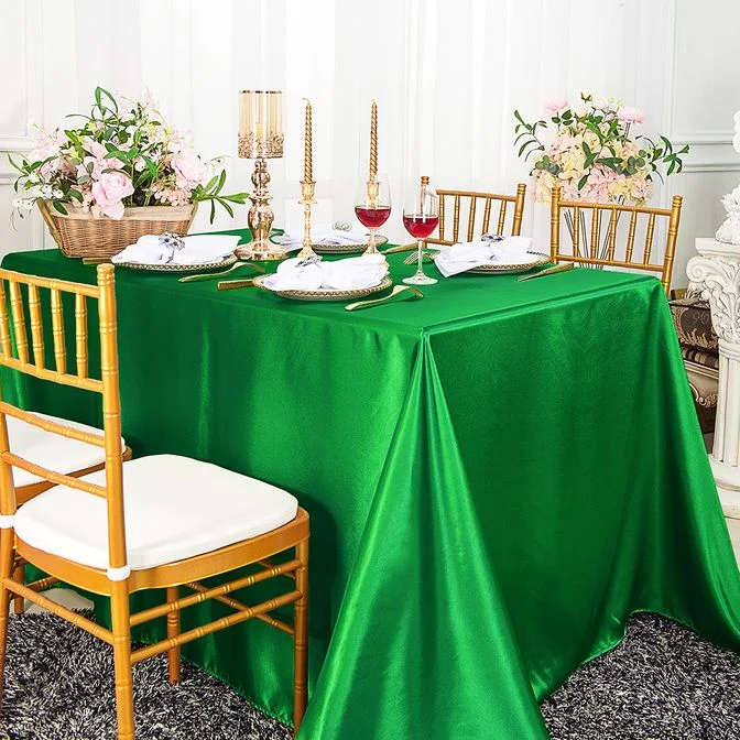 90"x156" Seamless Rectangular Satin Tablecloth - Emerald Green (1pc)