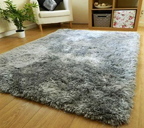 Ultica Fab® Super Soft Modern Shag Area Silky Smooth Rugs Fluffy Rugs Anti-Skid Shaggy Area Rug,Bedroom Carpet, Hall and Living Room (2 x 6 feet, Grey)