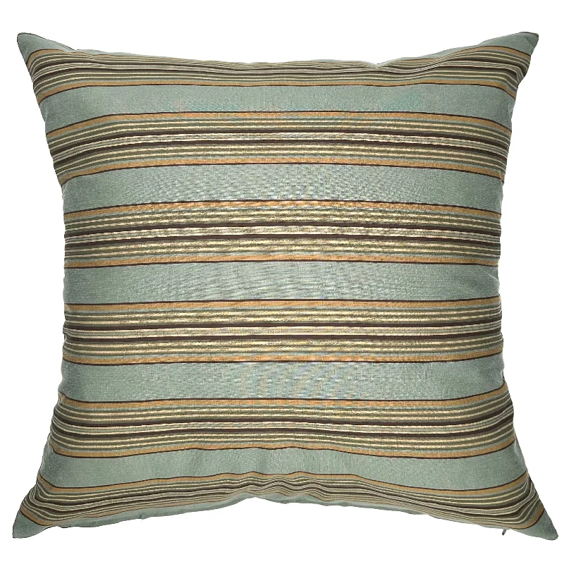 Turquoise Green Contemporary Stripe Throw Pillow Cover 22x22