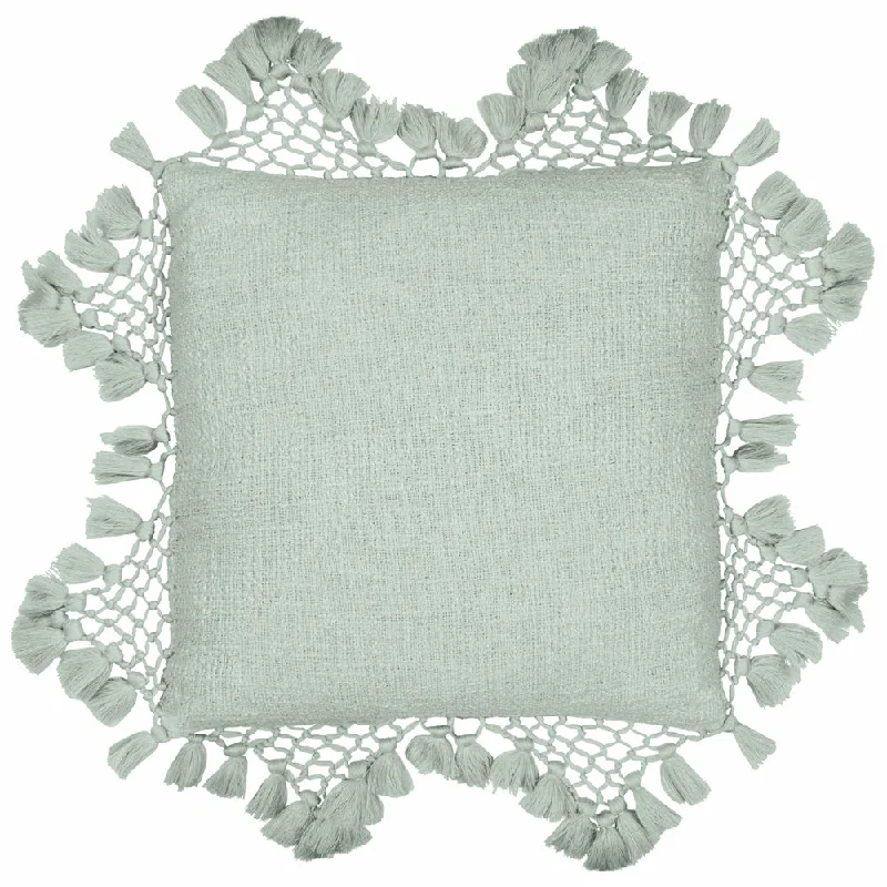 Anko Macrame Tassel Trim Cushion Eucalyptus