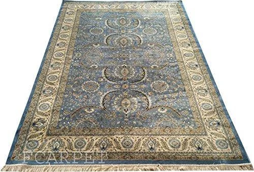 Kashmiri Silk Design Higher Quality Silk Carpet for Your Home & Office Room 180X275 cm (6.0 X 9.0 feet) Sky Blue