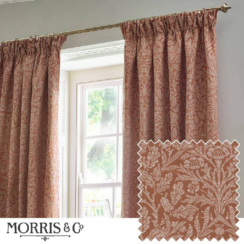 Acorn Tonal Matt Jacquard Pencil Pleat Curtains Brick