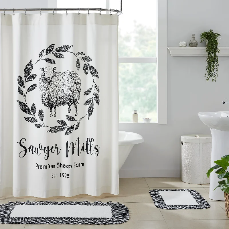 Sawyer Mill Black Sheep Shower Curtain 72x72 VHC Brands